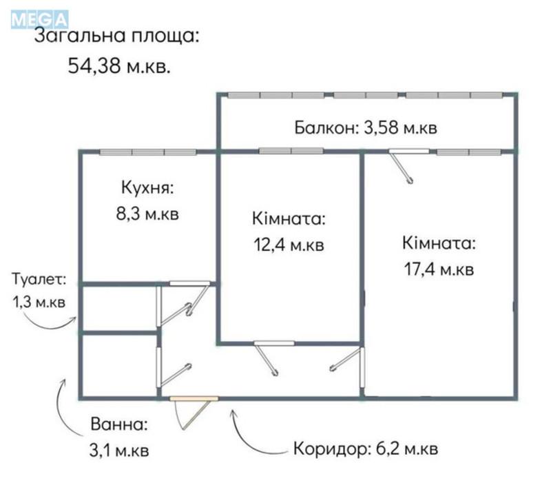 Продаж 2 кімнатної квартири (54,4/29/8,3), 14 пов. 16 пов. будинку, <a class="location-link" href="/kiev/" title="Недвижимость Київ">Київ</a>, <a class="location-link" href="/kiev/podolskij/" title="Недвижимость Подільський район">Подільський р-н</a>, Правди просп., 17 (изображение 7)