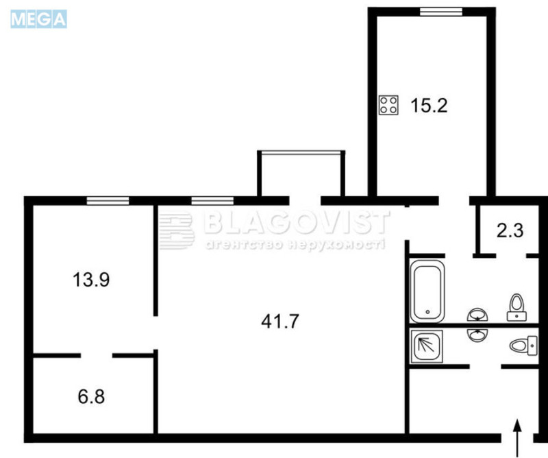 Продаж 2 кімнатної квартири (110/55/15), 3 пов. 4 пов. будинку, <a class="location-link" href="/kiev/" title="Недвижимость Київ">Київ</a>, <a class="location-link" href="/kiev/shevchenkovskij/" title="Недвижимость Шевченківський район">Шевченківський р-н</a>, Січових Стрільців вул., 10 (изображение 15)