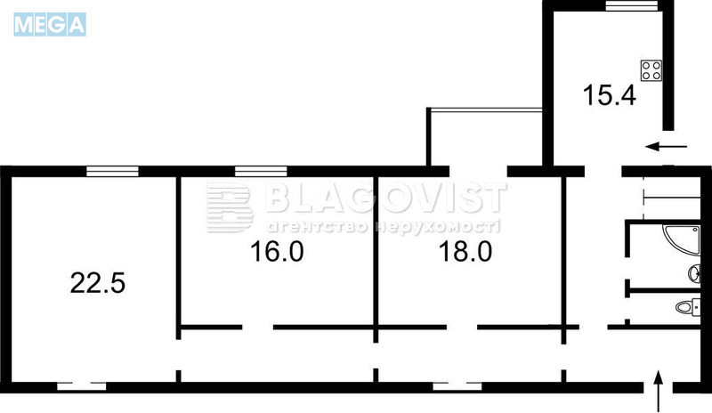 Продаж 3 кімнатної квартири (95/?/13), 4 пов. 5 пов. будинку, <a class="location-link" href="/kiev/" title="Недвижимость Київ">Київ</a>, <a class="location-link" href="/kiev/shevchenkovskij/" title="Недвижимость Шевченківський район">Шевченківський р-н</a>, Січових Стрільців вул., 10 (изображение 14)