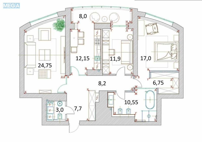 Продаж 3 кімнатної квартири (110/60/16), 18 пов. 30 пов. будинку, <a class="location-link" href="/kiev/" title="Недвижимость Київ">Київ</a>, <a class="location-link" href="/kiev/dneprovskij/" title="Недвижимость Дніпровський район">Дніпровський р-н</a>, Никольско-Слободская ул., 3Б (изображение 25)