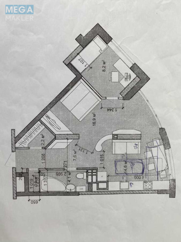 Продаж 2 кімнатної квартири (56/40/16), 14 пов. 24 пов. будинку, <a class="location-link" href="/kiev/" title="Недвижимость Київ">Київ</a>, <a class="location-link" href="/kiev/darnickij/" title="Недвижимость Дарницький район">Дарницький р-н</a>, Анни Ахматової вул., 22 (изображение 9)