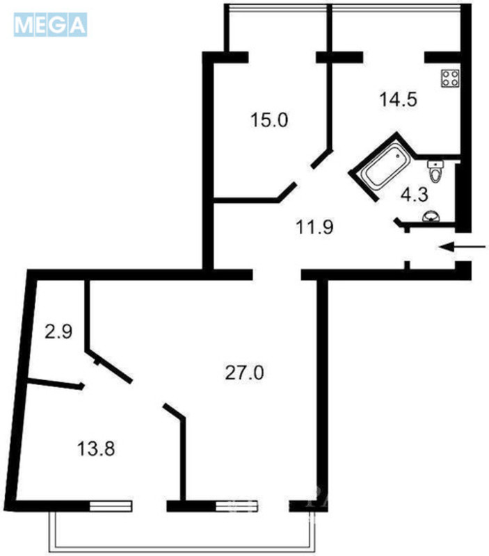 Продаж 3 кімнатної квартири (103/56/15), 4 пов. 9 пов. будинку, <a class="location-link" href="/kiev/" title="Недвижимость Київ">Київ</a>, <a class="location-link" href="/kiev/shevchenkovskij/" title="Недвижимость Шевченківський район">Шевченківський р-н</a>, Велика Житомирська вул., 14 (изображение 5)