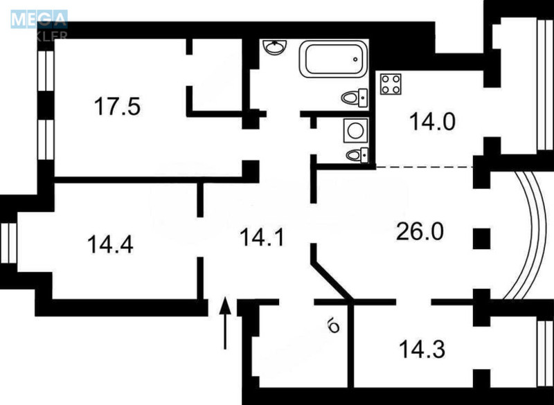 Продаж 4 кімнатної квартири (112,4/72/14), 3 пов. 5 пов. будинку, <a class="location-link" href="/kiev/" title="Недвижимость Київ">Київ</a>, <a class="location-link" href="/kiev/shevchenkovskij/" title="Недвижимость Шевченківський район">Шевченківський р-н</a>, Олеся Гончара вул. (изображение 15)