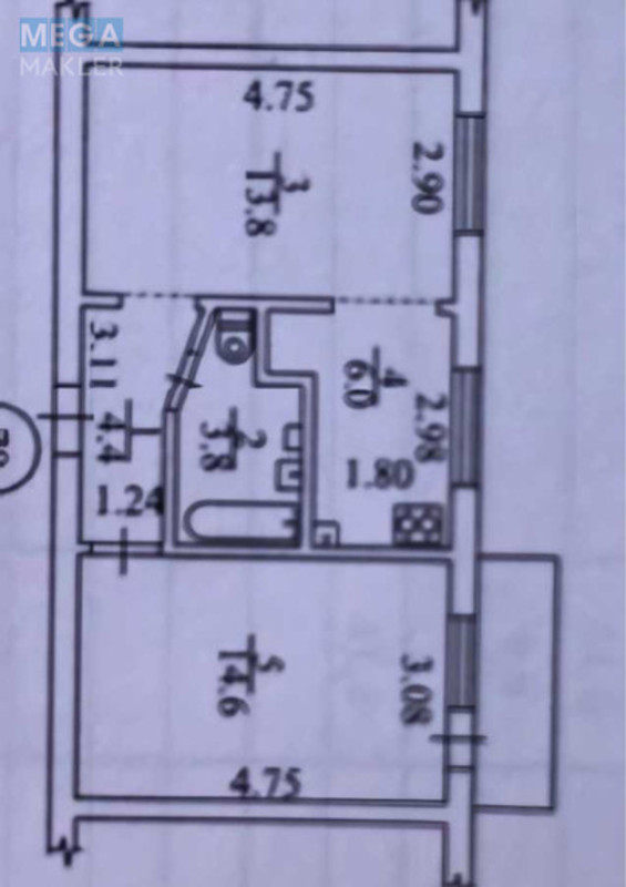 Продаж 2 кімнатної квартири (45/28/4,4), 2 пов. 5 пов. будинку, <a class="location-link" href="/kiev/" title="Недвижимость Київ">Київ</a>, <a class="location-link" href="/kiev/dneprovskij/" title="Недвижимость Дніпровський район">Дніпровський р-н</a>, Юності вул., 7 (изображение 6)