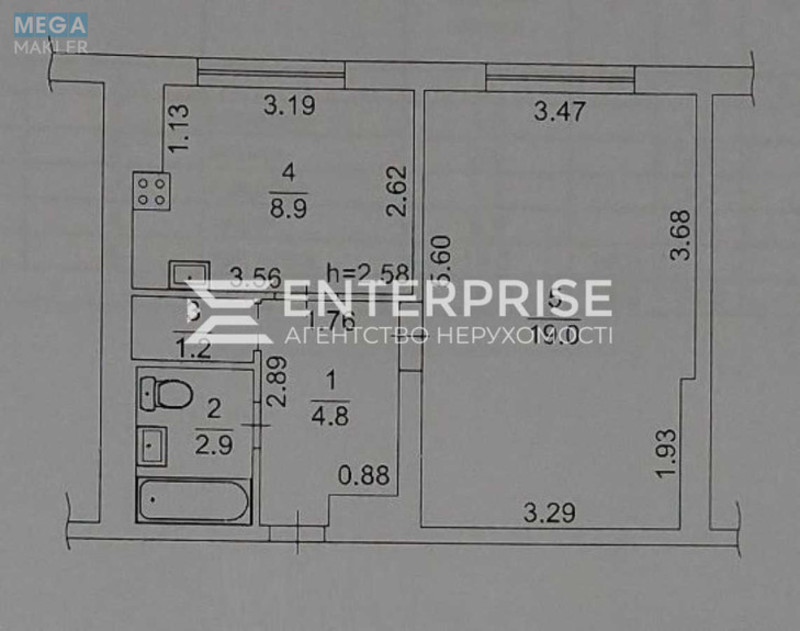 Продаж 1 кімнатної квартири (36,8/19/8,9), 5 пов. 5 пов. будинку, <a class="location-link" href="/kiev/" title="Недвижимость Київ">Київ</a>, <a class="location-link" href="/kiev/shevchenkovskij/" title="Недвижимость Шевченківський район">Шевченківський р-н</a>, Парково-Сирецька вул., 3А (изображение 8)