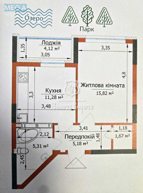 Продаж 1 кімнатної квартири (41/16/11), 2 пов. 16 пов. будинку, <a class="location-link" href="/kiev/" title="Недвижимость Київ">Київ</a>, <a class="location-link" href="/kiev/svyatoshinskij/" title="Недвижимость Святошинський район">Святошинський р-н</a>, Живописна вул., 7 (изображение 19)