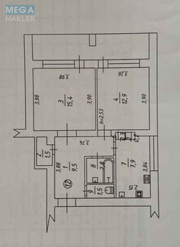 Продаж 2 кімнатної квартири (57/37/8,1), 4 пов. 4 пов. будинку, <a class="location-link" href="/kiev/" title="Недвижимость Київ">Київ</a>, <a class="location-link" href="/kiev/darnickij/" title="Недвижимость Дарницький район">Дарницький р-н</a>, Вуликова вул. (изображение 11)