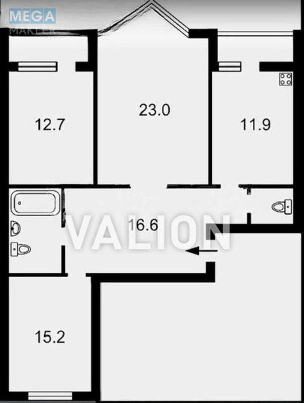 Продаж 3 кімнатної квартири (93/51/12), 8 пов. 11 пов. будинку, <a class="location-link" href="/kiev/" title="Недвижимость Київ">Київ</a>, <a class="location-link" href="/kiev/svyatoshinskij/" title="Недвижимость Святошинський район">Святошинський р-н</a>, Хмельницька вул., 10 (изображение 11)