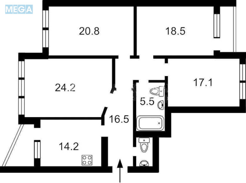 Продаж 4 кімнатної квартири (125/81/15), 14 пов. 23 пов. будинку, <a class="location-link" href="/kiev/" title="Недвижимость Київ">Київ</a>, <a class="location-link" href="/kiev/darnickij/" title="Недвижимость Дарницький район">Дарницький р-н</a>, Миколи Бажана просп., 12 (изображение 24)