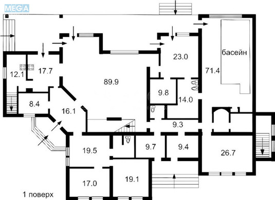 Продаж дома, 1&nbsp; поверх, 1&nbsp;023&nbsp;кв.м, 9&nbsp;кімнат, ділянка 38&nbsp;соток, <a class="location-link" href="/pogreby-selo-kv-brovarskij-rajon/" title="Недвижимость Погреби">Погреби</a>, Постишева, 1 (изображение 24)