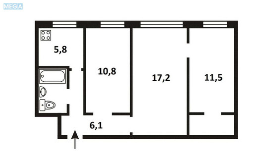 Продаж 3 кімнатної квартири (57/40/6), 1 пов. 5 пов. будинку, <a class="location-link" href="/kiev/" title="Недвижимость Київ">Київ</a>, <a class="location-link" href="/kiev/svyatoshinskij/" title="Недвижимость Святошинський район">Святошинський р-н</a>, Академіка Туполєва вул., 17в (изображение 12)