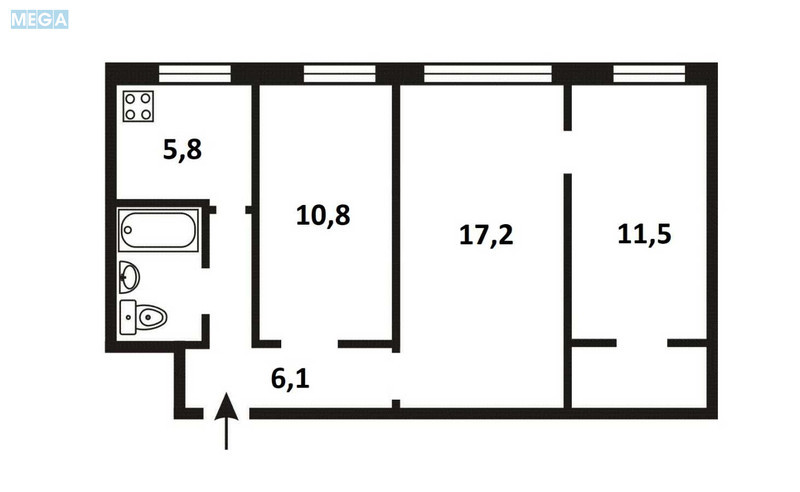 Продаж 3 кімнатної квартири (57/40/6), 1 пов. 5 пов. будинку, <a class="location-link" href="/kiev/" title="Недвижимость Київ">Київ</a>, <a class="location-link" href="/kiev/svyatoshinskij/" title="Недвижимость Святошинський район">Святошинський р-н</a>, Академіка Туполєва вул., 17в (изображение 12)
