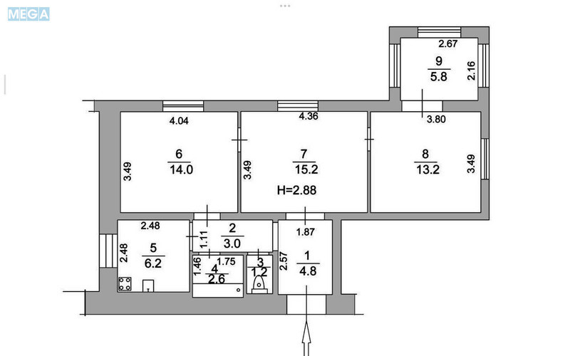 Продаж 3 кімнатної квартири (66/42/6), 1 пов. 3 пов. будинку, <a class="location-link" href="/kiev/" title="Недвижимость Київ">Київ</a>, <a class="location-link" href="/kiev/dneprovskij/" title="Недвижимость Дніпровський район">Дніпровський р-н</a>, Юрія Поправки вул., 13 (изображение 5)