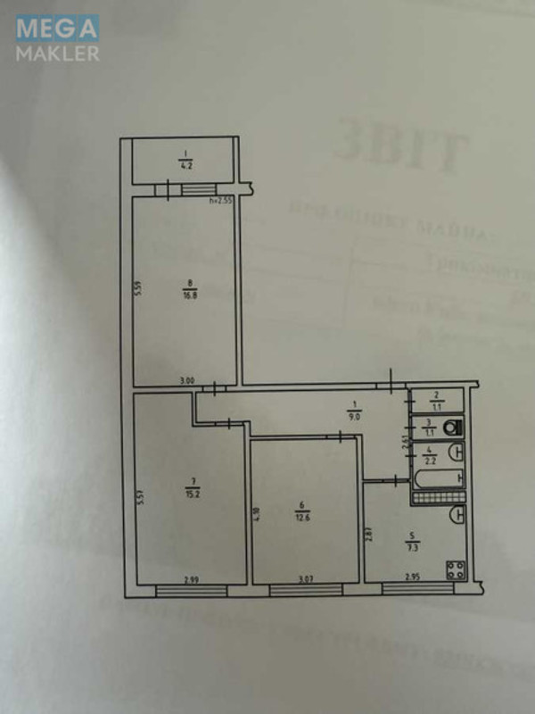 Продаж 3 кімнатної квартири (69/44/8), 2 пов. 9 пов. будинку, <a class="location-link" href="/kiev/" title="Недвижимость Київ">Київ</a>, <a class="location-link" href="/kiev/svyatoshinskij/" title="Недвижимость Святошинський район">Святошинський р-н</a>, Якуба Коласа ул. (изображение 8)