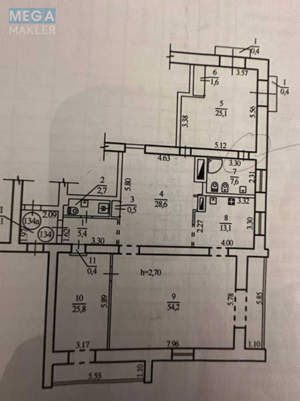 Продаж 3 кімнатної квартири (168/140/13), 7 пов. 9 пов. будинку, <a class="location-link" href="/dnepropetrovsk/" title="Недвижимость Дніпра">Дніпро</a>, Кедрина, 66 (изображение 4)