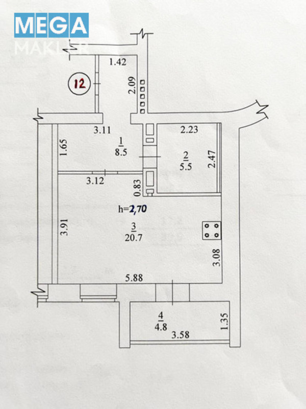 Продаж 1 кімнатної квартири (39/12/8), 4 пов. 12 пов. будинку, <a class="location-link" href="/sofievskaya-borshagovka/" title="Недвижимость Софіївська Борщагівка">Софіївська Борщагівка</a>, Боголюбова,25 (изображение 14)
