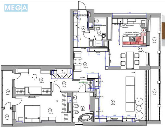 Продаж 3 кімнатної квартири (150/?/25), 24 пов. 25 пов. будинку, <a class="location-link" href="/kiev/" title="Недвижимость Київ">Київ</a>, <a class="location-link" href="/kiev/pecherskij/" title="Недвижимость Печерський район">Печерський р-н</a>, Евгения Коновальца ул., 44а (изображение 16)