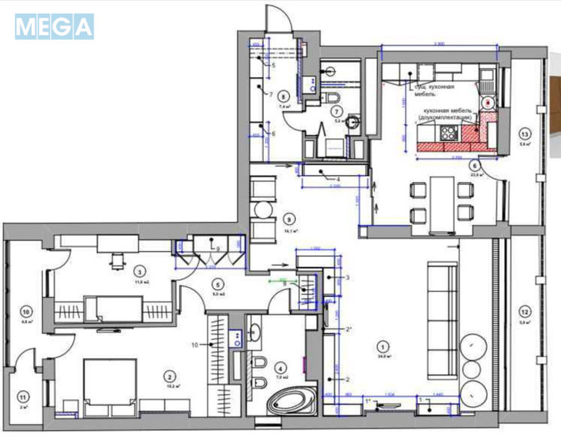 Продаж 3 кімнатної квартири (150/?/25), 24 пов. 25 пов. будинку, <a class="location-link" href="/kiev/" title="Недвижимость Київ">Київ</a>, <a class="location-link" href="/kiev/pecherskij/" title="Недвижимость Печерський район">Печерський р-н</a>, Евгения Коновальца ул., 44а (изображение 16)