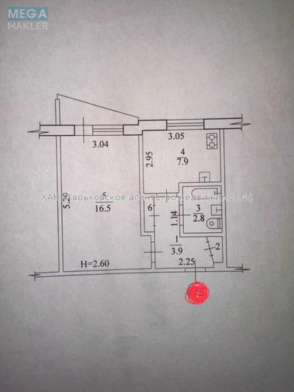 Продаж 1 кімнатної квартири (32,9/?/7), 2 пов. 9 пов. будинку, <a class="location-link" href="/kharkov/" title="Недвижимость Харків">Харків</a>, <a class="location-link" href="/kharkov/moskovskij/" title="Недвижимость Московський район">Московський р-н</a>, Валентиновская ул. (изображение 9)