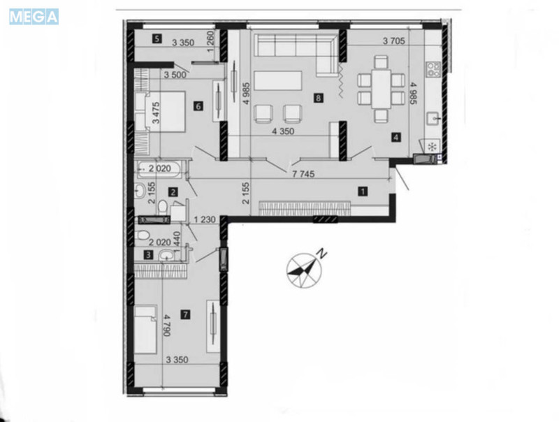 Продаж 3 кімнатної квартири (100/55/19), 23 пов. 24 пов. будинку, <a class="location-link" href="/kiev/" title="Недвижимость Київ">Київ</a>, <a class="location-link" href="/kiev/goloseevskij/" title="Недвижимость Голосіївський район">Голосіївський р-н</a>, Михаила Максимовича ул., 32а (изображение 3)