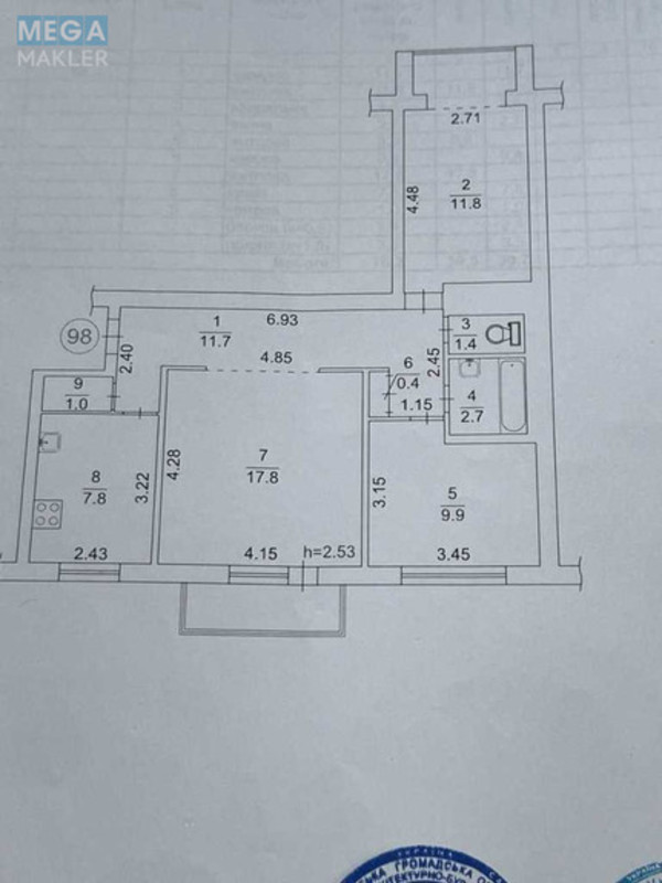 Продаж 3 кімнатної квартири (72/42/8), 7 пов. 9 пов. будинку, <a class="location-link" href="/kiev/" title="Недвижимость Київ">Київ</a>, <a class="location-link" href="/kiev/darnickij/" title="Недвижимость Дарницький район">Дарницький р-н</a>, Российская ул., 82а (изображение 14)