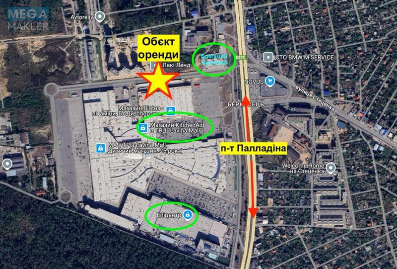 Оренда комерційної нерухомості, 140 кв.м, под магазин, <a class="location-link" href="/kiev/" title="Недвижимость Київ">Київ</a>, <a class="location-link" href="/kiev/svyatoshinskij/" title="Недвижимость Святошинський район">Святошинський р-н</a>, Берковецька вул., 6 (изображение 4)
