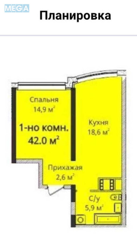 Продаж 1 кімнатної квартири (42/18/12), 13 пов. 24 пов. будинку, <a class="location-link" href="/odessa/" title="Недвижимость Одеса">Одеса</a>, <a class="location-link" href="/odessa/primorskij/" title="Недвижимость Приморський район">Приморський р-н</a>, Гагарина(Леси Украинки), 19 (изображение 2)