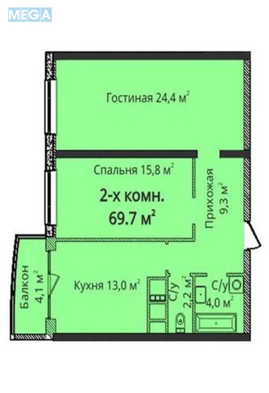 Продаж 2 кімнатної квартири (69,7/40/13), 19 пов. 24 пов. будинку, <a class="location-link" href="/odessa/" title="Недвижимость Одеса">Одеса</a>, <a class="location-link" href="/odessa/primorskij/" title="Недвижимость Приморський район">Приморський р-н</a>, Гагарина (Леси Украинки) проспект, 19 (изображение 2)