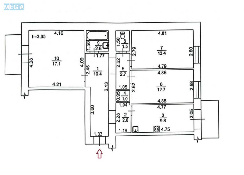 Продаж 3 кімнатної квартири (76/43/9), 4 пов. 4 пов. будинку, <a class="location-link" href="/kiev/" title="Недвижимость Київ">Київ</a>, <a class="location-link" href="/kiev/pecherskij/" title="Недвижимость Печерський район">Печерський р-н</a>, Івана Мазепи вул., 12 (изображение 4)