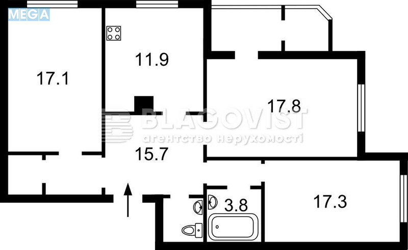 Продаж 3 кімнатної квартири (91/52/11), 18 пов. 25 пов. будинку, <a class="location-link" href="/kiev/" title="Недвижимость Київ">Київ</a>, <a class="location-link" href="/kiev/darnickij/" title="Недвижимость Дарницький район">Дарницький р-н</a>, Урлівська вул., 24 (изображение 18)