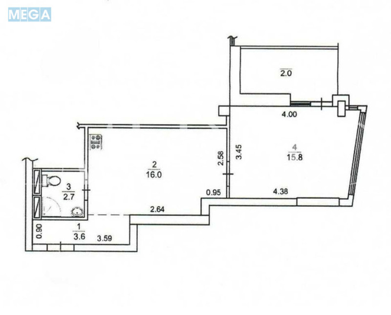 Продаж 1 кімнатної квартири (40,1/15,8/16), 26 пов. 26 пов. будинку, <a class="location-link" href="/kiev/" title="Недвижимость Київ">Київ</a>, <a class="location-link" href="/kiev/dneprovskij/" title="Недвижимость Дніпровський район">Дніпровський р-н</a>, Каховская ул., 62 (изображение 9)