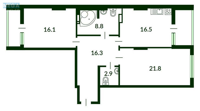 Продаж 2 кімнатної квартири (85,7/37/16,5), 6 пов. 21 пов. будинку, <a class="location-link" href="/kiev/" title="Недвижимость Київ">Київ</a>, <a class="location-link" href="/kiev/goloseevskij/" title="Недвижимость Голосіївський район">Голосіївський р-н</a>, Маршала Конєва вул., 10/1 (изображение 6)