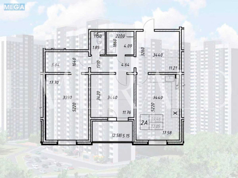 Продаж 2 кімнатної квартири (77,1/29,5/17,6), 18 пов. 25 пов. будинку, <a class="location-link" href="/kiev/" title="Недвижимость Київ">Київ</a>, <a class="location-link" href="/kiev/obolonskij/" title="Недвижимость Оболонський район">Оболонський р-н</a>, Коноплянская ул., 22Б (изображение 15)