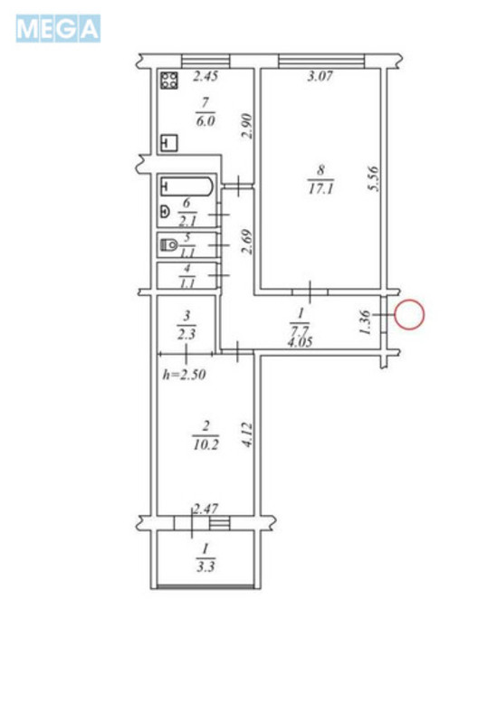 Продаж 2 кімнатної квартири (51/38/6), 4 пов. 9 пов. будинку, <a class="location-link" href="/kiev/" title="Недвижимость Київ">Київ</a>, <a class="location-link" href="/kiev/desnyanskij/" title="Недвижимость Деснянський район">Деснянський р-н</a>, Милютенко ул., 23 (изображение 2)