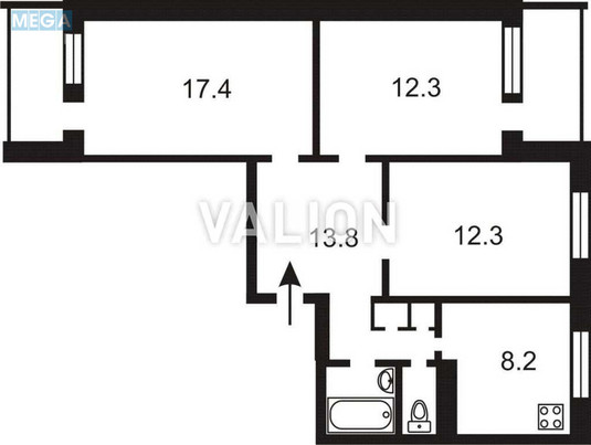 Продаж 3 кімнатної квартири (72,3/42/8,2), 9 пов. 12 пов. будинку, <a class="location-link" href="/kiev/" title="Недвижимость Київ">Київ</a>, <a class="location-link" href="/kiev/obolonskij/" title="Недвижимость Оболонський район">Оболонський р-н</a>, Йорданська вул., 2б (изображение 6)