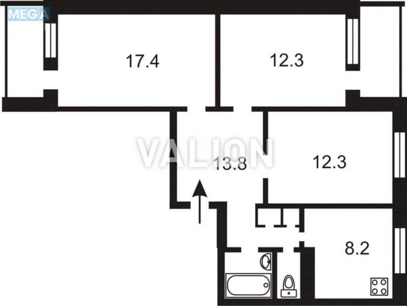 Продаж 3 кімнатної квартири (72,3/42/8,2), 9 пов. 12 пов. будинку, <a class="location-link" href="/kiev/" title="Недвижимость Київ">Київ</a>, <a class="location-link" href="/kiev/obolonskij/" title="Недвижимость Оболонський район">Оболонський р-н</a>, Йорданська вул., 2б (изображение 6)