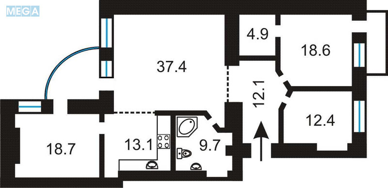 Продаж 4 кімнатної квартири (130/87/13), 3 пов. 5 пов. будинку, <a class="location-link" href="/kiev/" title="Недвижимость Київ">Київ</a>, <a class="location-link" href="/kiev/shevchenkovskij/" title="Недвижимость Шевченківський район">Шевченківський р-н</a>, Малопідвальна вул., 10 (изображение 8)