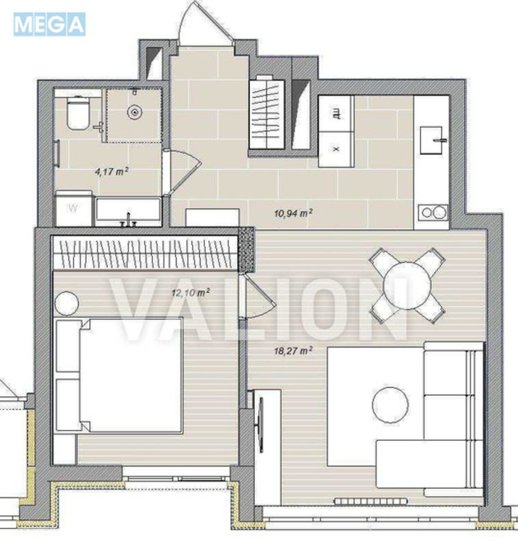 Продаж 1 кімнатної квартири (45/12/23), 5 пов. 8 пов. будинку, <a class="location-link" href="/kiev/" title="Недвижимость Київ">Київ</a>, <a class="location-link" href="/kiev/shevchenkovskij/" title="Недвижимость Шевченківський район">Шевченківський р-н</a>, Сімї Хохлових вул., 12 (изображение 12)