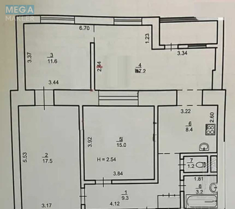 Продаж 3 кімнатної квартири (90/55/10), 3 пов. 8 пов. будинку, <a class="location-link" href="/kiev/" title="Недвижимость Київ">Київ</a>, <a class="location-link" href="/kiev/shevchenkovskij/" title="Недвижимость Шевченківський район">Шевченківський р-н</a>, Победы просп., 60 (изображение 9)