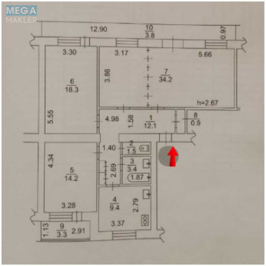 Продаж 3 кімнатної квартири (101,1/66,7/9,4), 2 пов. 9 пов. будинку, <a class="location-link" href="/kiev/" title="Недвижимость Київ">Київ</a>, <a class="location-link" href="/kiev/solomenskij/" title="Недвижимость Солом'янський район">Солом'янський р-н</a>, Славянская ул., 28 (изображение 13)