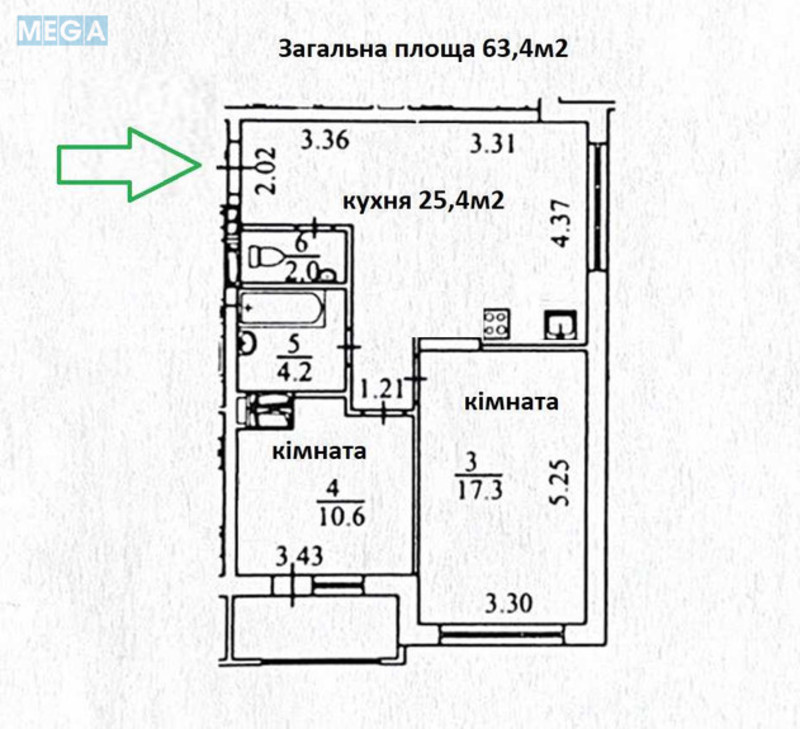 Продаж 2 кімнатної квартири (64/28/25), 25 пов. 26 пов. будинку, <a class="location-link" href="/kiev/" title="Недвижимость Київ">Київ</a>, <a class="location-link" href="/kiev/darnickij/" title="Недвижимость Дарницький район">Дарницький р-н</a>, Армянская ул., 6 (изображение 2)