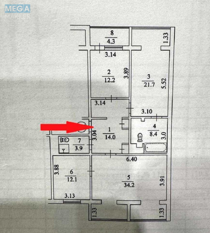 Продаж 3 кімнатної квартири (111/68/12), 4 пов. 12 пов. будинку, <a class="location-link" href="/kiev/" title="Недвижимость Київ">Київ</a>, <a class="location-link" href="/kiev/solomenskij/" title="Недвижимость Солом'янський район">Солом'янський р-н</a>, Леваневского ул., 7 (изображение 23)