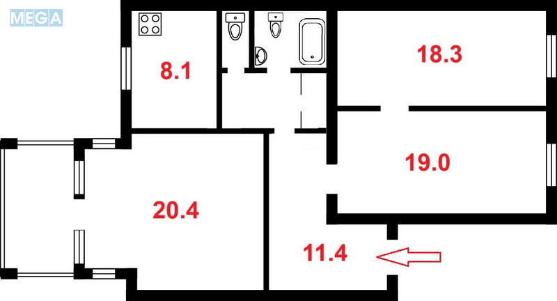 Продаж 3 кімнатної квартири (89,1/57,7/8,1), 4 пов. 6 пов. будинку, <a class="location-link" href="/kiev/" title="Недвижимость Київ">Київ</a>, <a class="location-link" href="/kiev/pecherskij/" title="Недвижимость Печерський район">Печерський р-н</a>, Банкова вул., 3 (изображение 15)