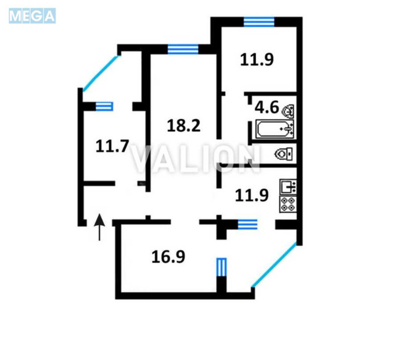 Продаж 4 кімнатної квартири (107,3/58,7/12), 1 пов. 14 пов. будинку, <a class="location-link" href="/kiev/" title="Недвижимость Київ">Київ</a>, <a class="location-link" href="/kiev/darnickij/" title="Недвижимость Дарницький район">Дарницький р-н</a>, Вишняковская ул., 7А (изображение 12)