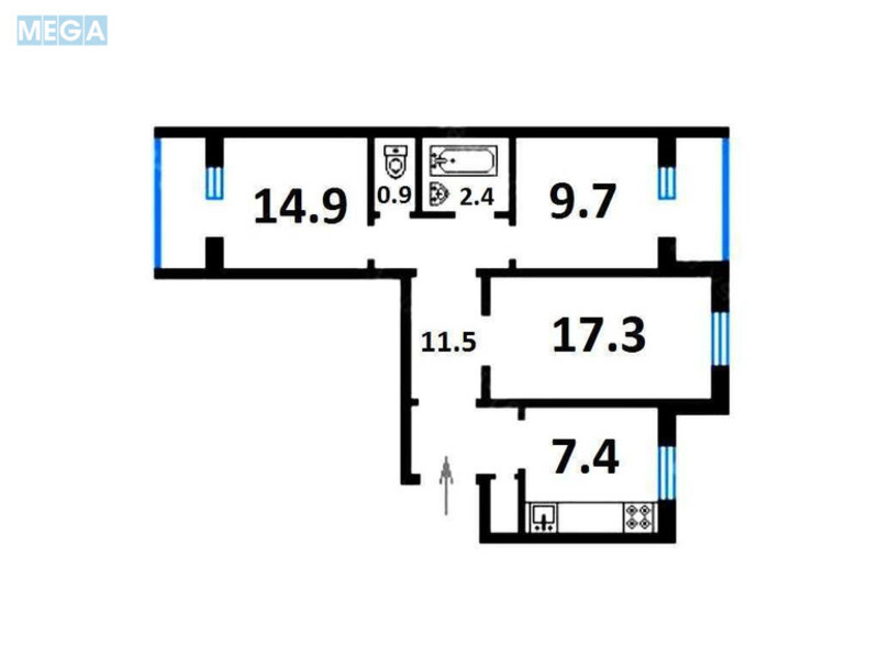 Продаж 3 кімнатної квартири (69/?/8), 9 пов. 10 пов. будинку, <a class="location-link" href="/kiev/" title="Недвижимость Київ">Київ</a>, <a class="location-link" href="/kiev/darnickij/" title="Недвижимость Дарницький район">Дарницький р-н</a>, Вишняківська вул., 8 (изображение 20)