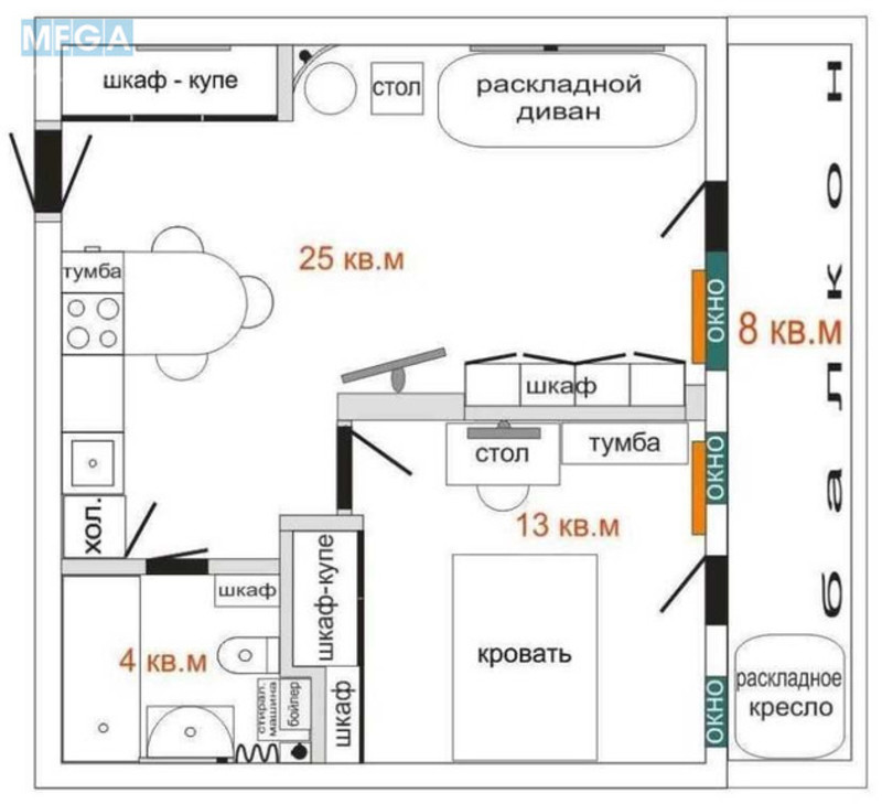 Оренда 1 кімнатної квартири, <a class="location-link" href="/kiev/" title="Недвижимость Київ">Київ</a>, <a class="location-link" href="/kiev/goloseevskij/" title="Недвижимость Голосіївський район">Голосіївський р-н</a>, Академіка Вільямса вул., 19/14 (изображение 13)