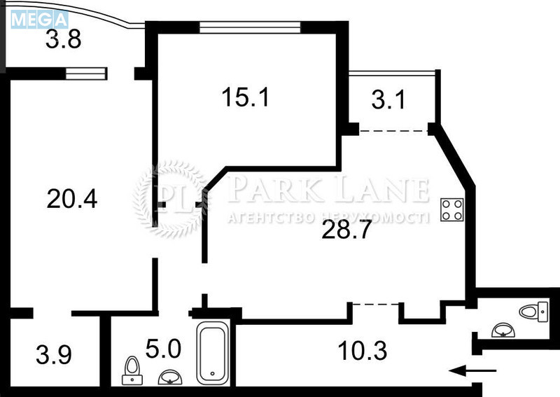 Продаж 2 кімнатної квартири (96/35/28,7), 22 пов. 24 пов. будинку, <a class="location-link" href="/kiev/" title="Недвижимость Київ">Київ</a>, <a class="location-link" href="/kiev/darnickij/" title="Недвижимость Дарницький район">Дарницький р-н</a>, Миколи Бажана просп., 1м (изображение 16)