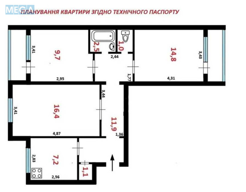 Продаж 3 кімнатної квартири (70,5/40/7,2), 4 пов. 9 пов. будинку, <a class="location-link" href="/kiev/" title="Недвижимость Київ">Київ</a>, <a class="location-link" href="/kiev/obolonskij/" title="Недвижимость Оболонський район">Оболонський р-н</a>, Героїв Дніпра вул., 62 (изображение 7)