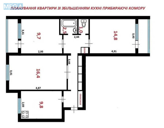 Продаж 3 кімнатної квартири (70,5/40/7,2), 4 пов. 9 пов. будинку, <a class="location-link" href="/kiev/" title="Недвижимость Київ">Київ</a>, <a class="location-link" href="/kiev/obolonskij/" title="Недвижимость Оболонський район">Оболонський р-н</a>, Героїв Дніпра вул., 62 (изображение 8)