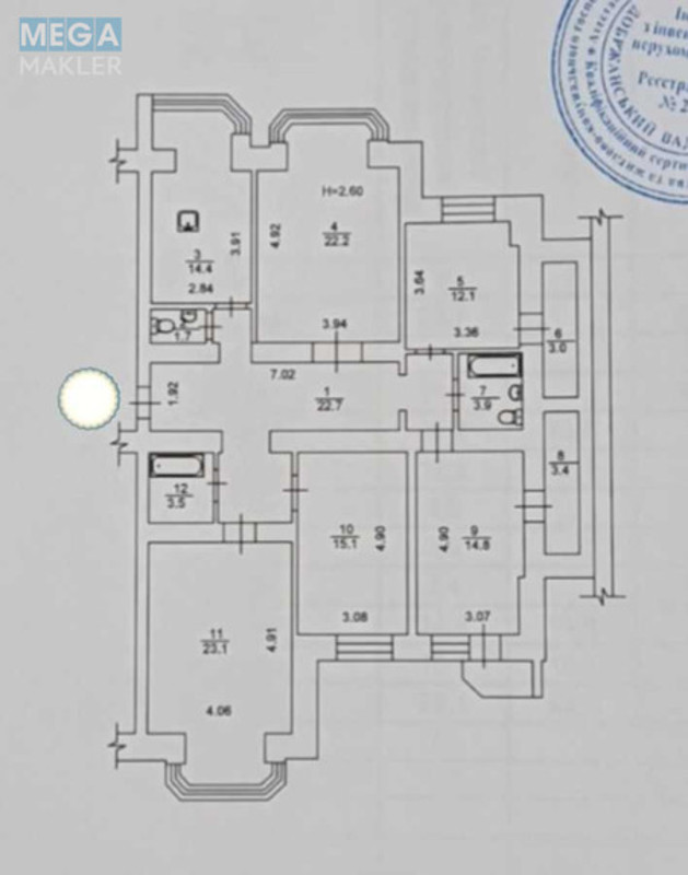 Продаж 5 кімнатної квартири (140,4/87/14,4), 1 пов. 10 пов. будинку, <a class="location-link" href="/kiev/" title="Недвижимость Київ">Київ</a>, <a class="location-link" href="/kiev/goloseevskij/" title="Недвижимость Голосіївський район">Голосіївський р-н</a>, Степана Рудницького вул., 9 (изображение 17)